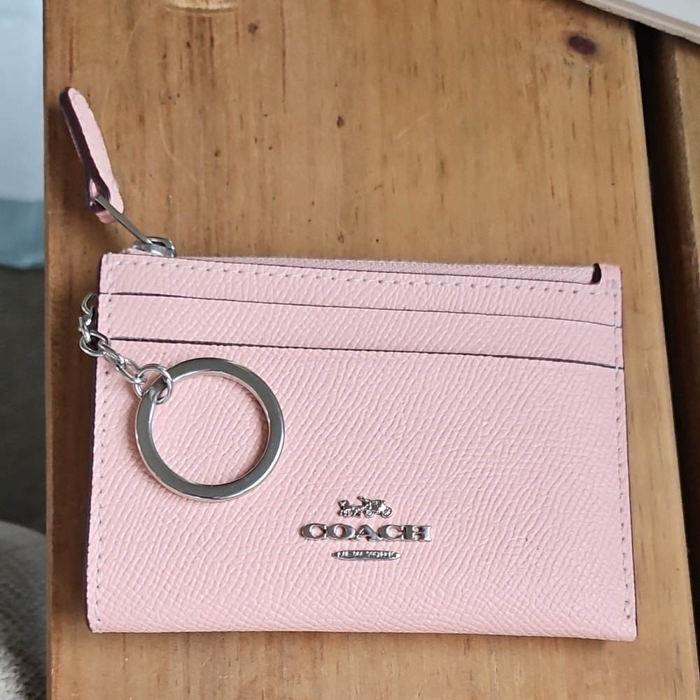 Coach Pink and Silver Key Card Holder